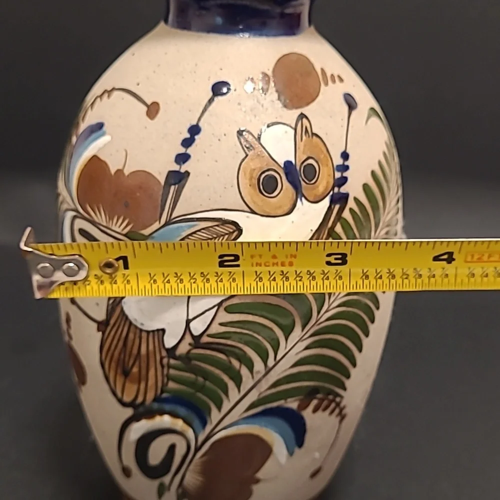 Handpainted Mexican Vase with an Adorable Owl